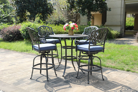 Round 42" Long Bar Height Dining Set With Cushions - Premium 5 Piece Outdoor Sets from Gather Craft - Just $2425! Shop now at brett interiors