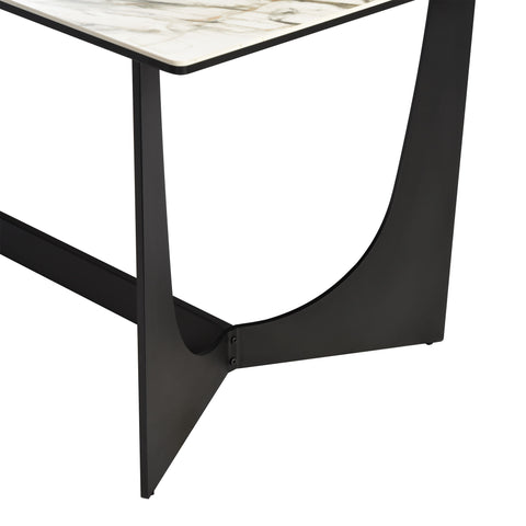 Esme - Dining Table Stone And Metal - Gray / Black - Premium Dining Tables from Armen Living - Just $2240! Shop now at brett interiors