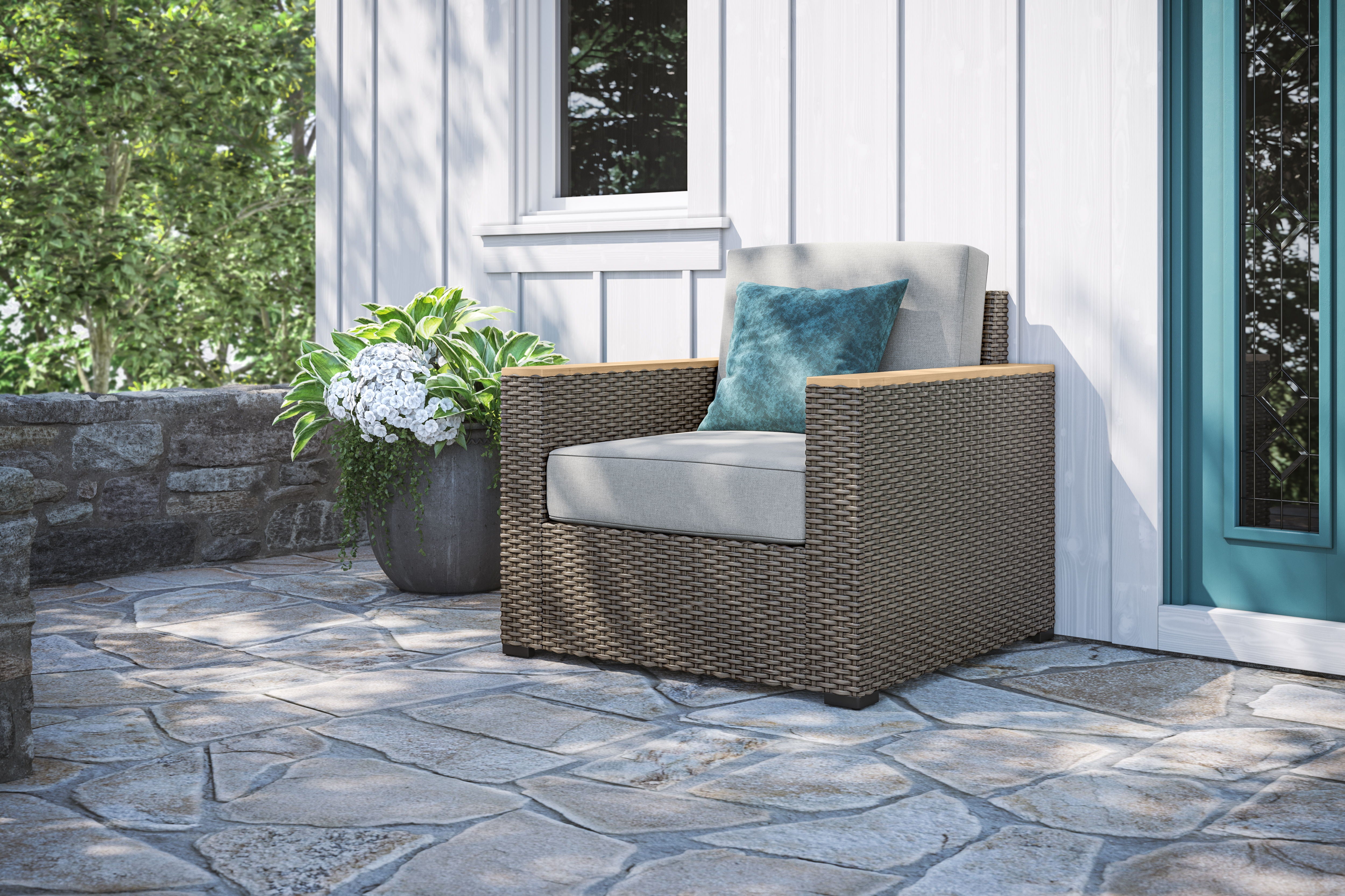 Boca Raton - Outdoor Arm Chair - Beige - 33.25" - Premium Arm Chairs from Homestyles - Just $959.98! Shop now at brett interiors