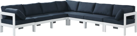 Nizuc - Outdoor Patio Modular Sectional 7 Piece - Navy - Fabric - Modern & Contemporary - Premium Stationary Sectionals from Meridian Furniture - Just $6337.50! Shop now at brett interiors