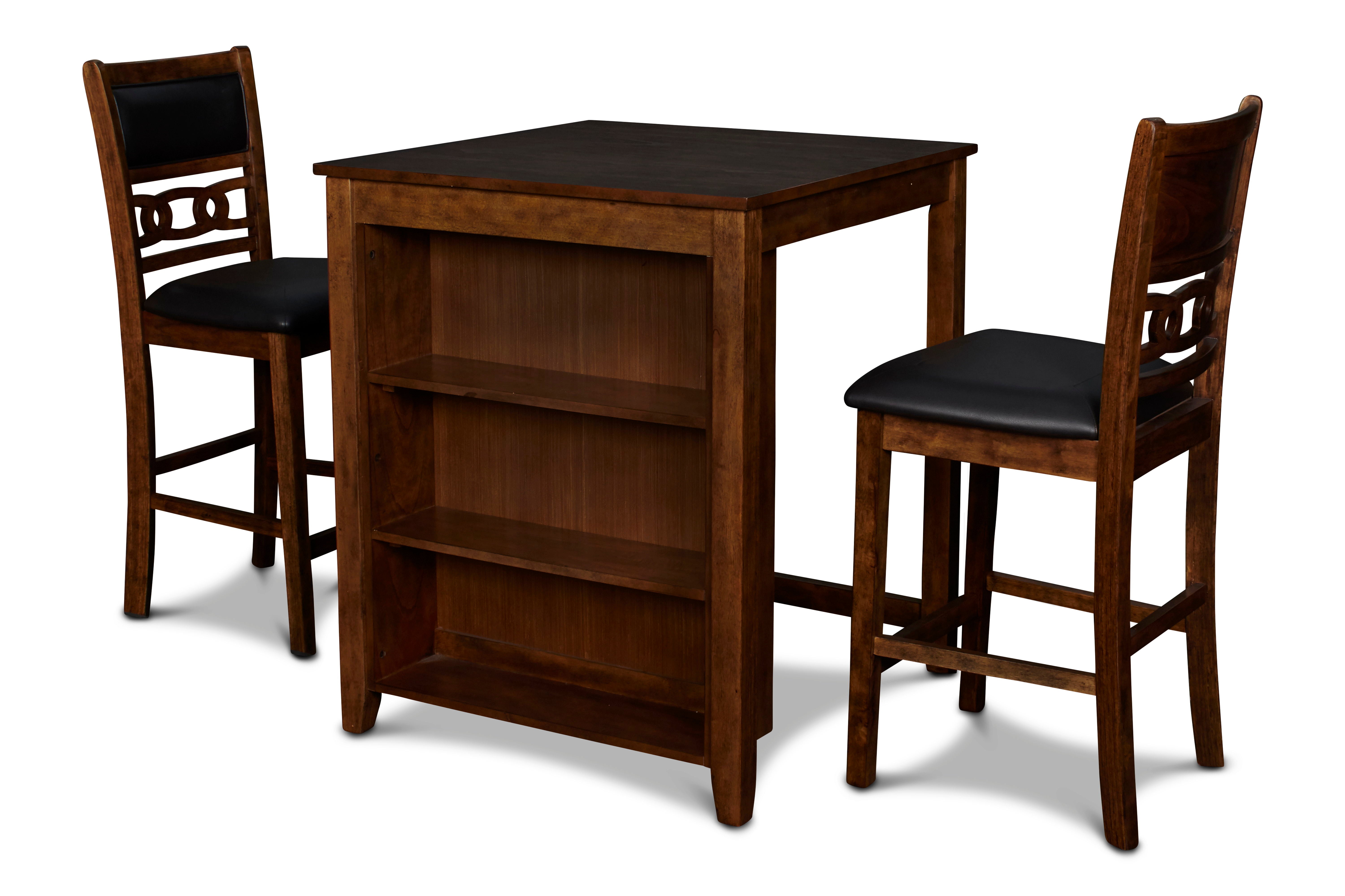 Gia - Counter Table With 2 Chairs & Storage Shelf - Brown - Premium 3 Piece Dining Room Sets from New Classic - Just $447.50! Shop now at brett interiors