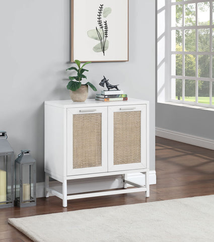 Hawthorne - Two Door Cabinet - White / Rattan - Premium Accent Cabinets from Coast2Coast Home - Just $2062.50! Shop now at brett interiors