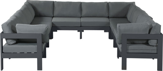 Nizuc - Outdoor Patio Modular Sectional 10 Piece - Grey - Fabric - Premium Stationary Sectionals from Meridian Furniture - Just $9025! Shop now at brett interiors