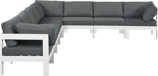 Nizuc - Outdoor Patio Modular Sectional 8 Piece - Grey - Fabric - Premium Stationary Sectionals from Meridian Furniture - Just $7200! Shop now at brett interiors