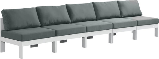 Nizuc - Outdoor Patio Modular Sofa 5 Seats - Grey - Metal - Modern & Contemporary - Premium Sofas from Meridian Furniture - Just $4312.50! Shop now at brett interiors