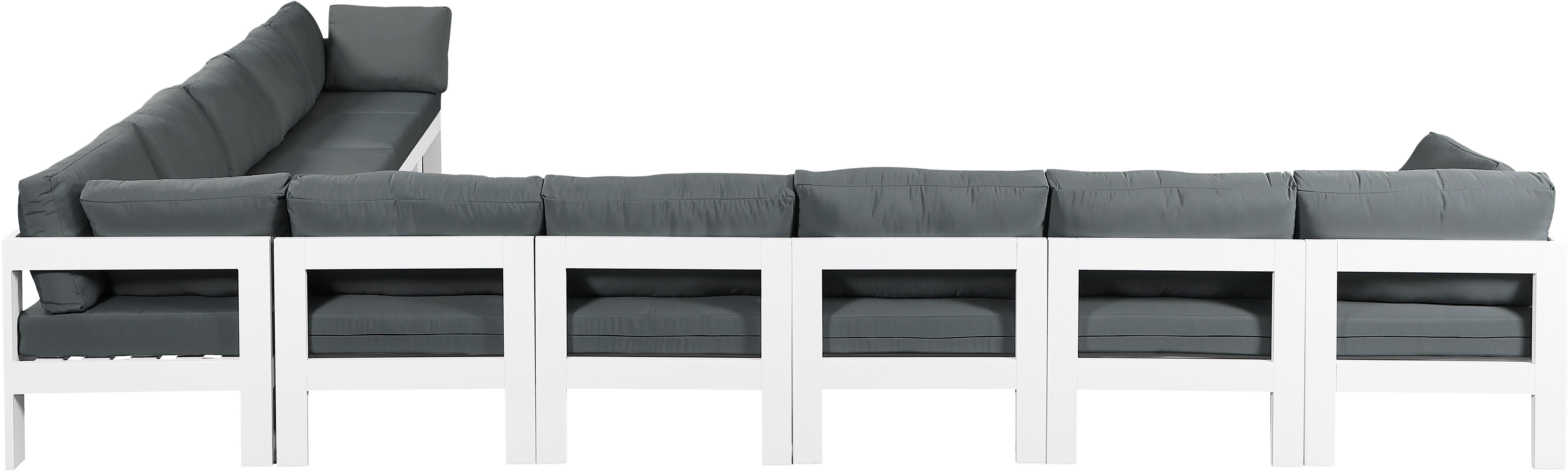 Nizuc - Outdoor Patio Modular Sectional - Grey - Modern & Contemporary - Premium Stationary Sectionals from Meridian Furniture - Just $8925! Shop now at brett interiors