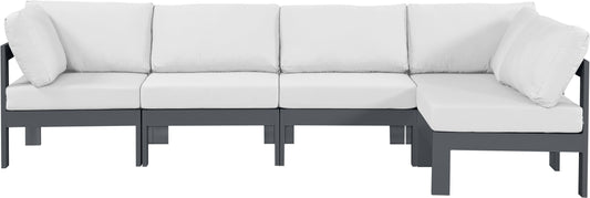 Nizuc - Outdoor Patio Modular Sectional 5 Piece - White - Modern & Contemporary - Premium Stationary Sectionals from Meridian Furniture - Just $4512.50! Shop now at brett interiors