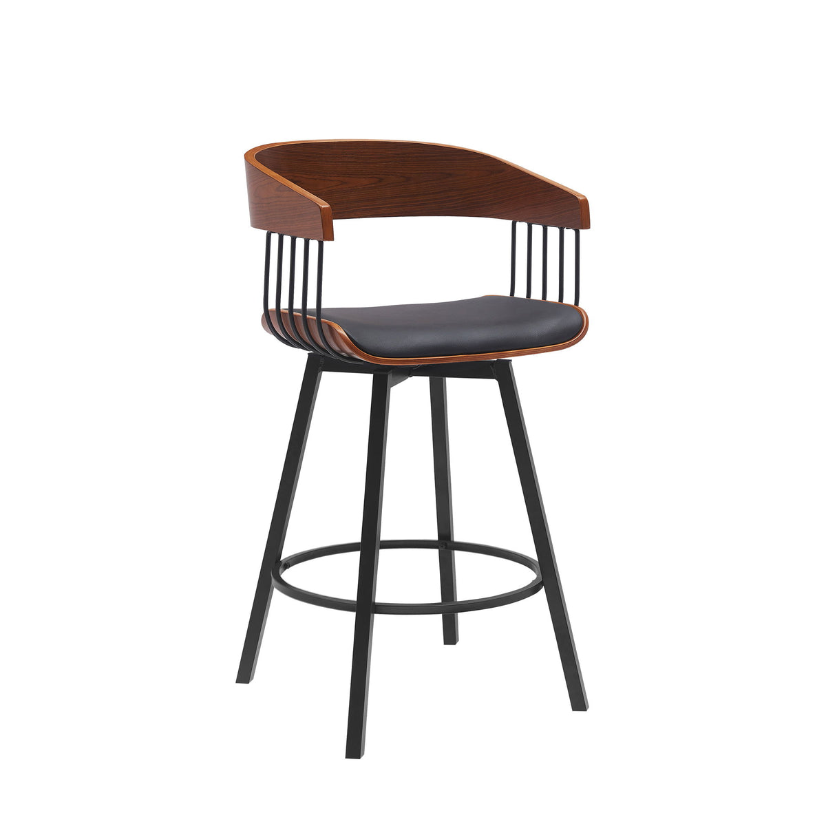 Athena - Swivel Walnut Metal Stool - Premium Counter Height (24"-27") from Armen Living - Just $280! Shop now at brett interiors