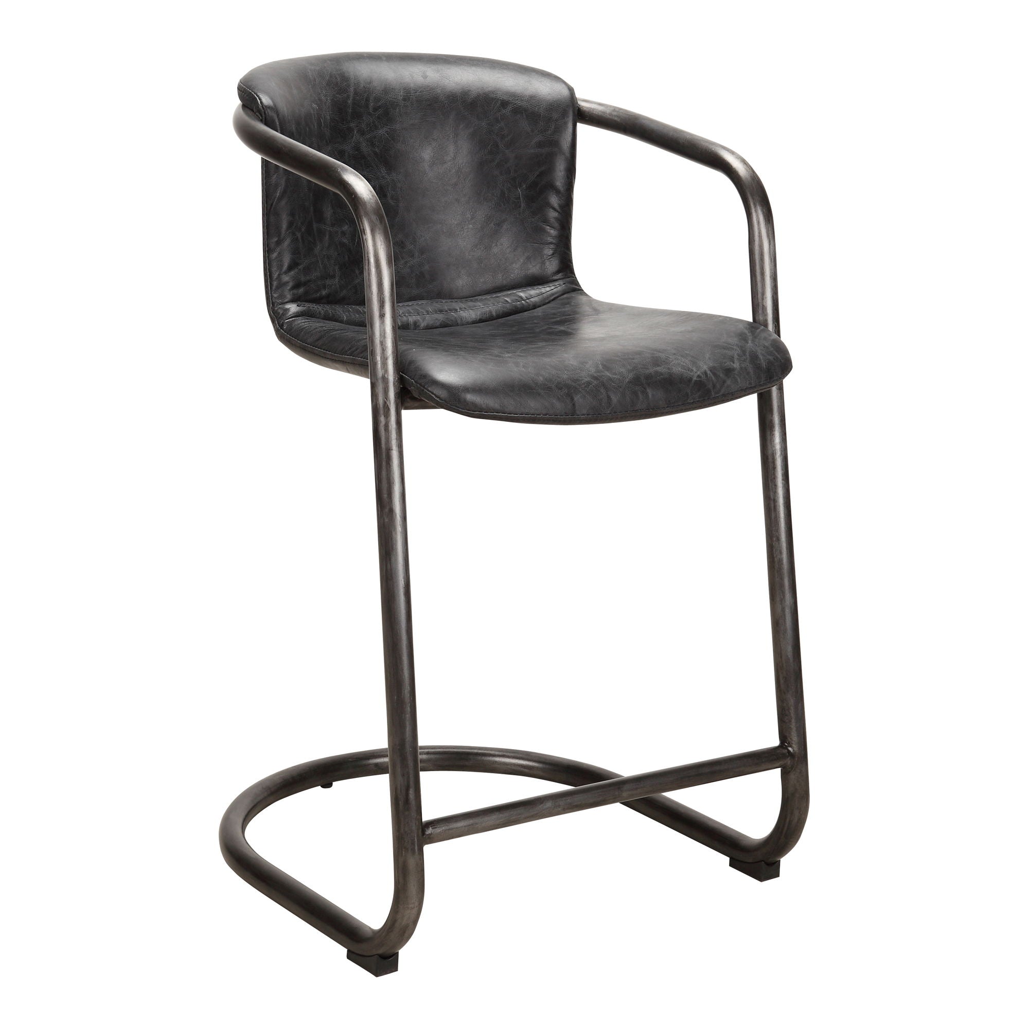 Freeman - Counter Stool Stool Leather (Set of 2) - Onyx Black - Premium Stool Sets from Moe's Home Collection - Just $3122.50! Shop now at brett interiors