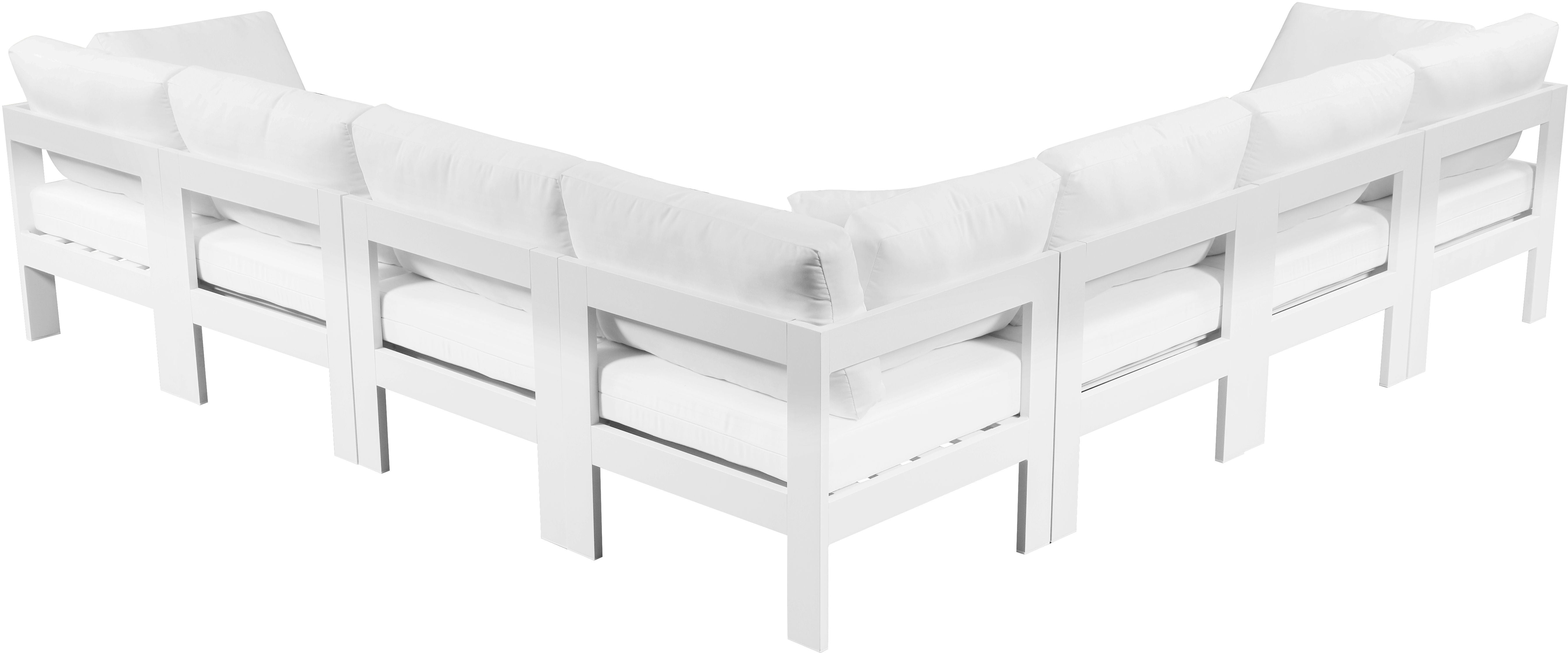 Nizuc - Outdoor Patio Modular Sectional 7 Piece - White - Metal - Premium Stationary Sectionals from Meridian Furniture - Just $6337.50! Shop now at brett interiors