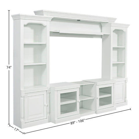 Premier Alpine - 4 Pieces Entertainment Wall - Cottage White - Premium Entertainment Centers from Parker House - Just $1997.50! Shop now at brett interiors