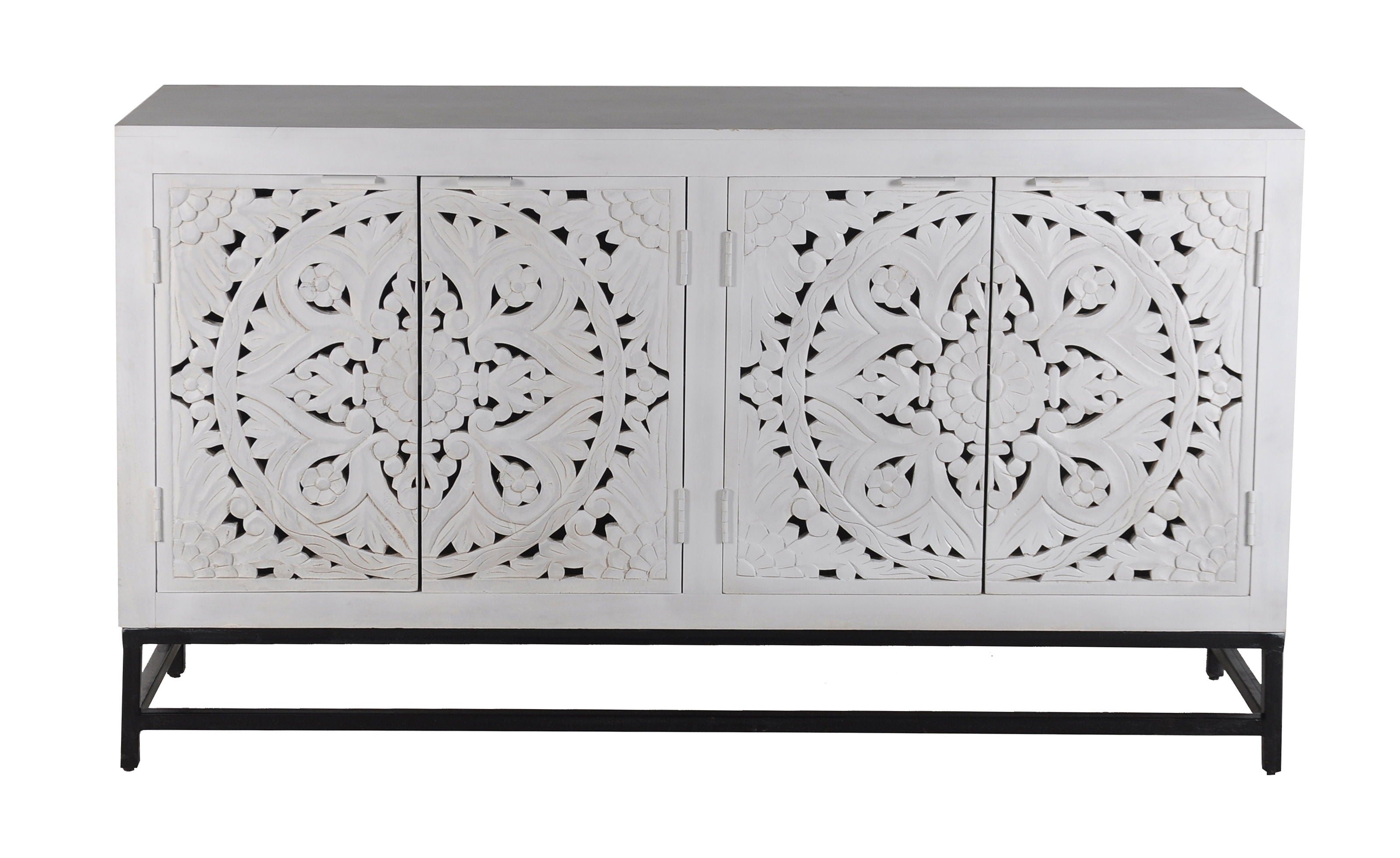 Fleur - Four Door Credenza - Floral White Wash - Premium Credenzas from Coast2Coast Home - Just $4950! Shop now at brett interiors