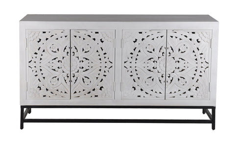 Fleur - Four Door Credenza - Floral White Wash - Premium Credenzas from Coast2Coast Home - Just $4950! Shop now at brett interiors