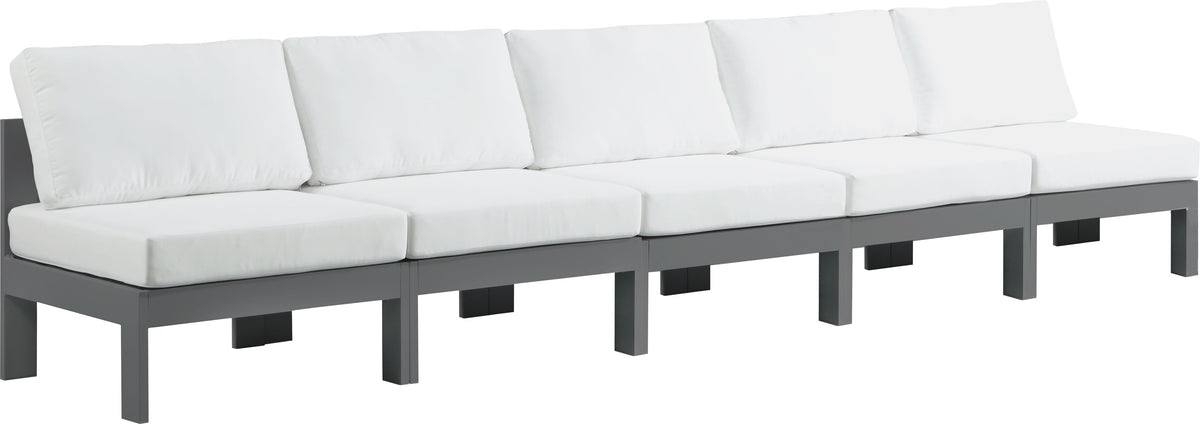 Nizuc - Outdoor Patio Modular Sofa Armless 5 Seats - White - Fabric - Premium Sofas from Meridian Furniture - Just $4312.50! Shop now at brett interiors