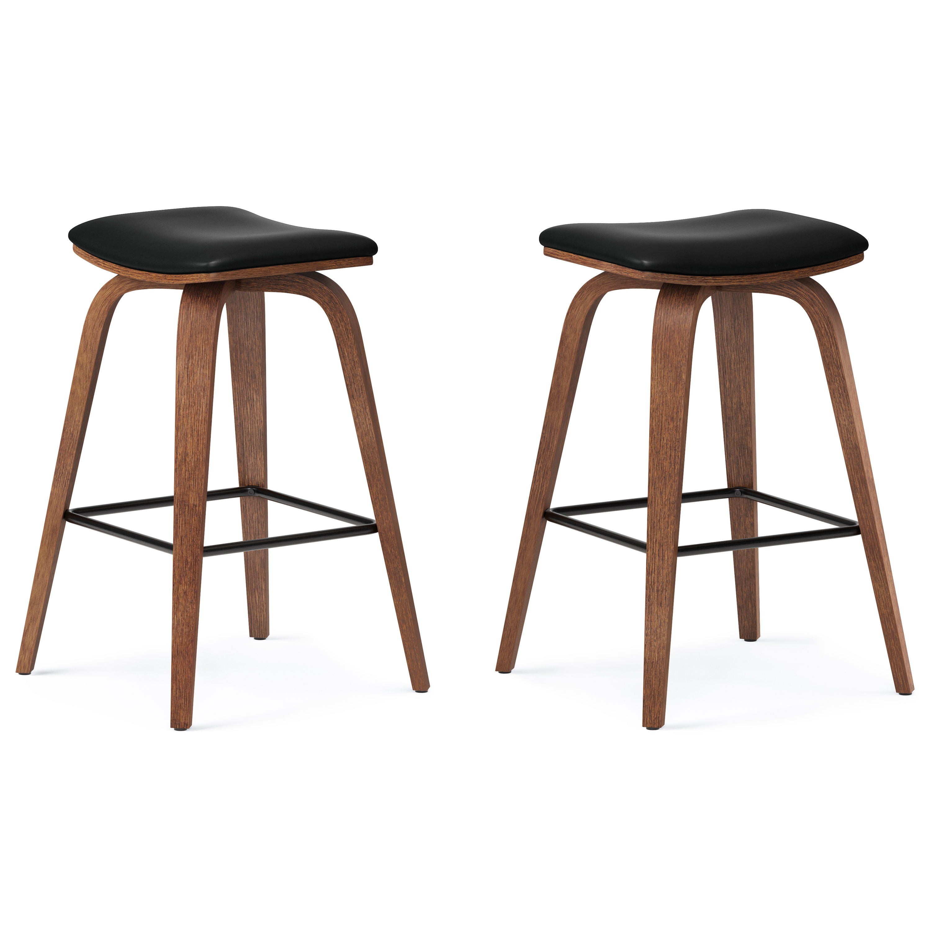 Larsen - Saddle Bar Stool (Set of 2) - Black - Premium Stool Sets from Simpli Home - Just $201! Shop now at brett interiors