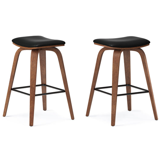 Larsen - Saddle Bar Stool (Set of 2) - Black - Premium Stool Sets from Simpli Home - Just $201! Shop now at brett interiors