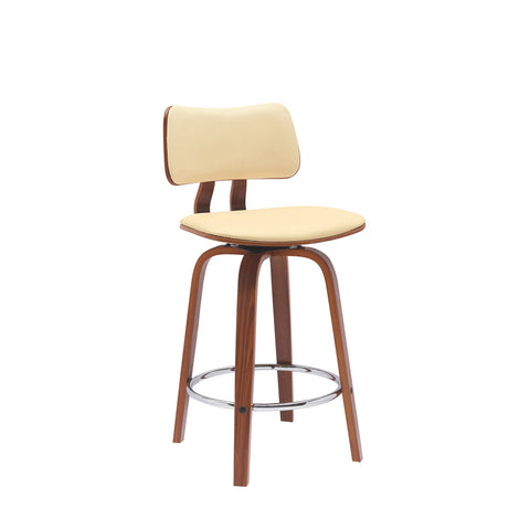 Pico - Swivel Walnut Wood Faux Leather Stool - Premium Counter Height (24"-27") from Armen Living - Just $205! Shop now at brett interiors