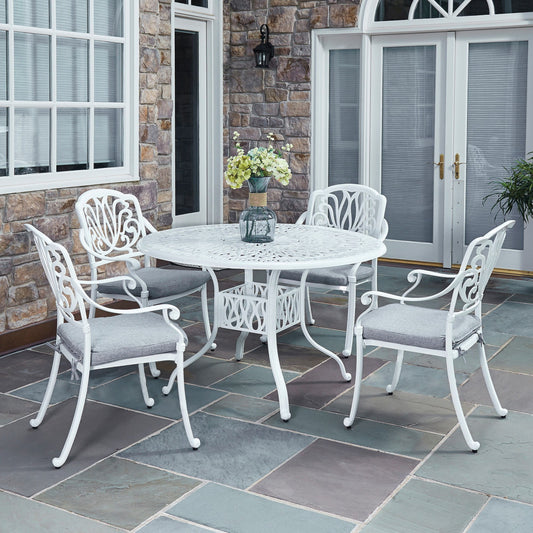 Capri - 5 Piece Outdoor Dining Set - Metal - White - 29.75" - Premium 5 Piece Outdoor Sets from Homestyles - Just $3789.98! Shop now at brett interiors