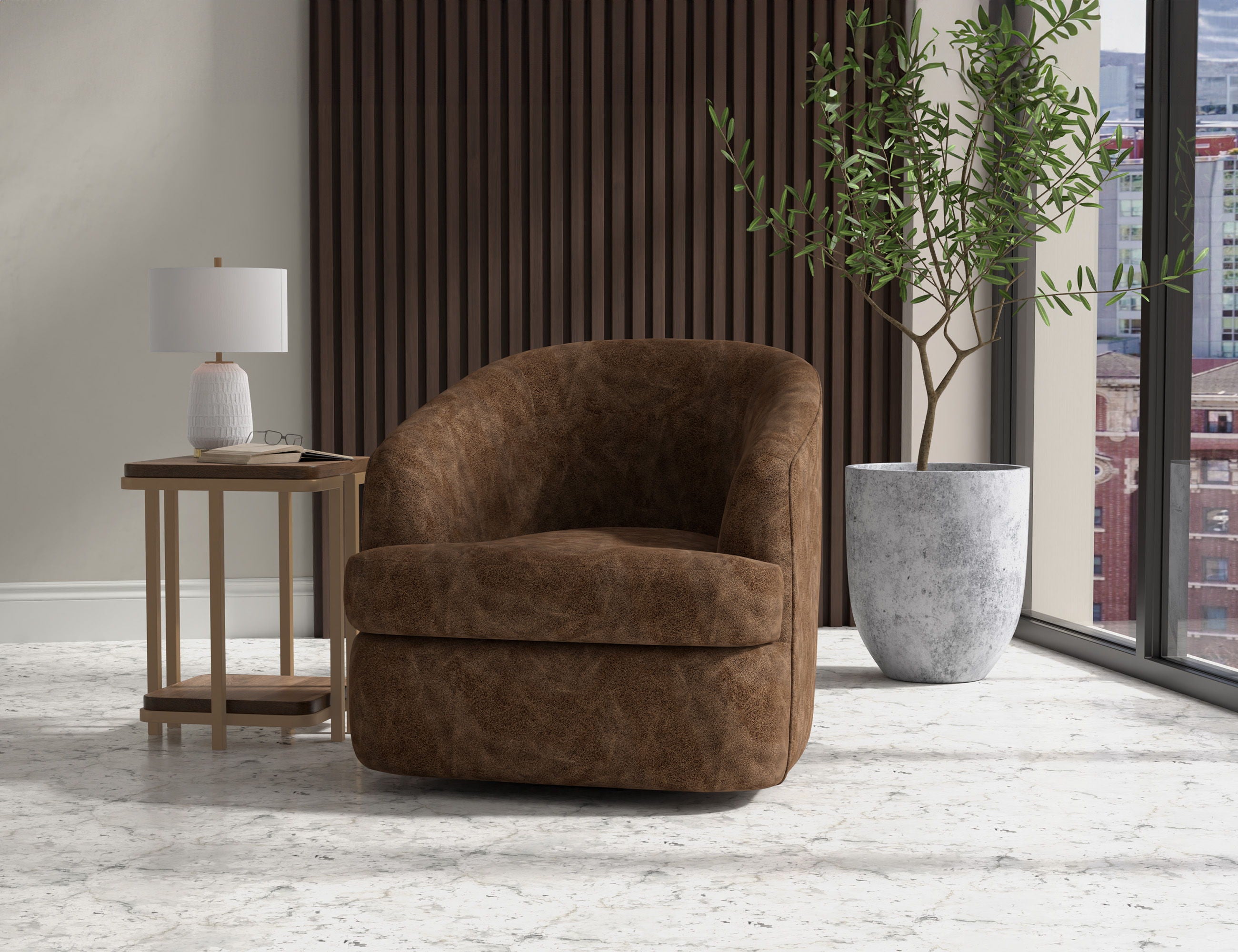 Tumbi - 360 Degree Swivel Accent Chair - Chocolate Brown - Premium Swivel Chairs from International Furniture Direct - Just $997.50! Shop now at brett interiors