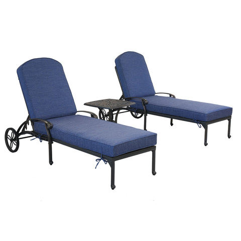 Reclining Chaise Lounge Set With Cushion And Table - Metal - Premium 3 Piece Outdoor Sets from Gather Craft - Just $1737! Shop now at brett interiors