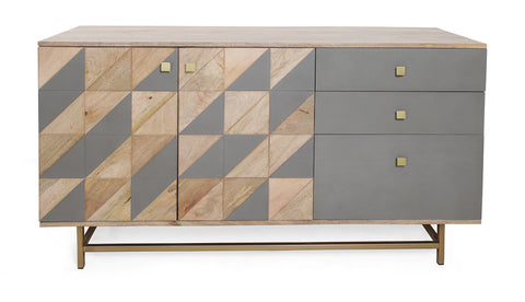 Cyrus - Two Door Three Drawer Credenza - Diversion Natural / Cement - Premium Credenzas from Coast2Coast Home - Just $3300! Shop now at brett interiors