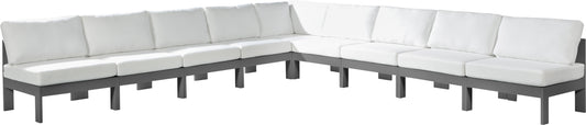 Nizuc - Outdoor Patio Modular Sectional 9 Piece - White - Fabric - Modern & Contemporary - Premium Stationary Sectionals from Meridian Furniture - Just $7862.50! Shop now at brett interiors