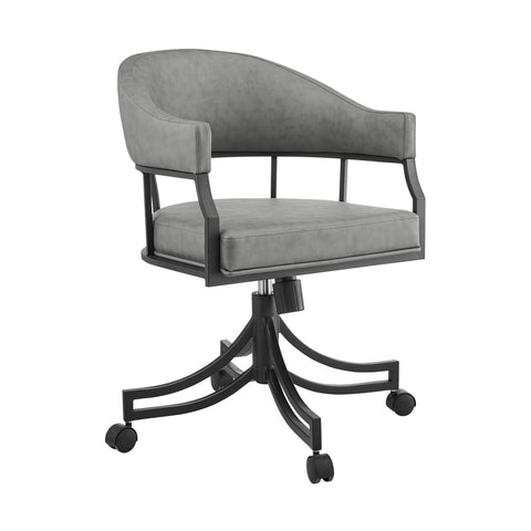 Tibet - Swivel Rolling Dining Chair - Matte Black / Vintage Gray - Premium Swivel Chairs from Armen Living - Just $422.50! Shop now at brett interiors