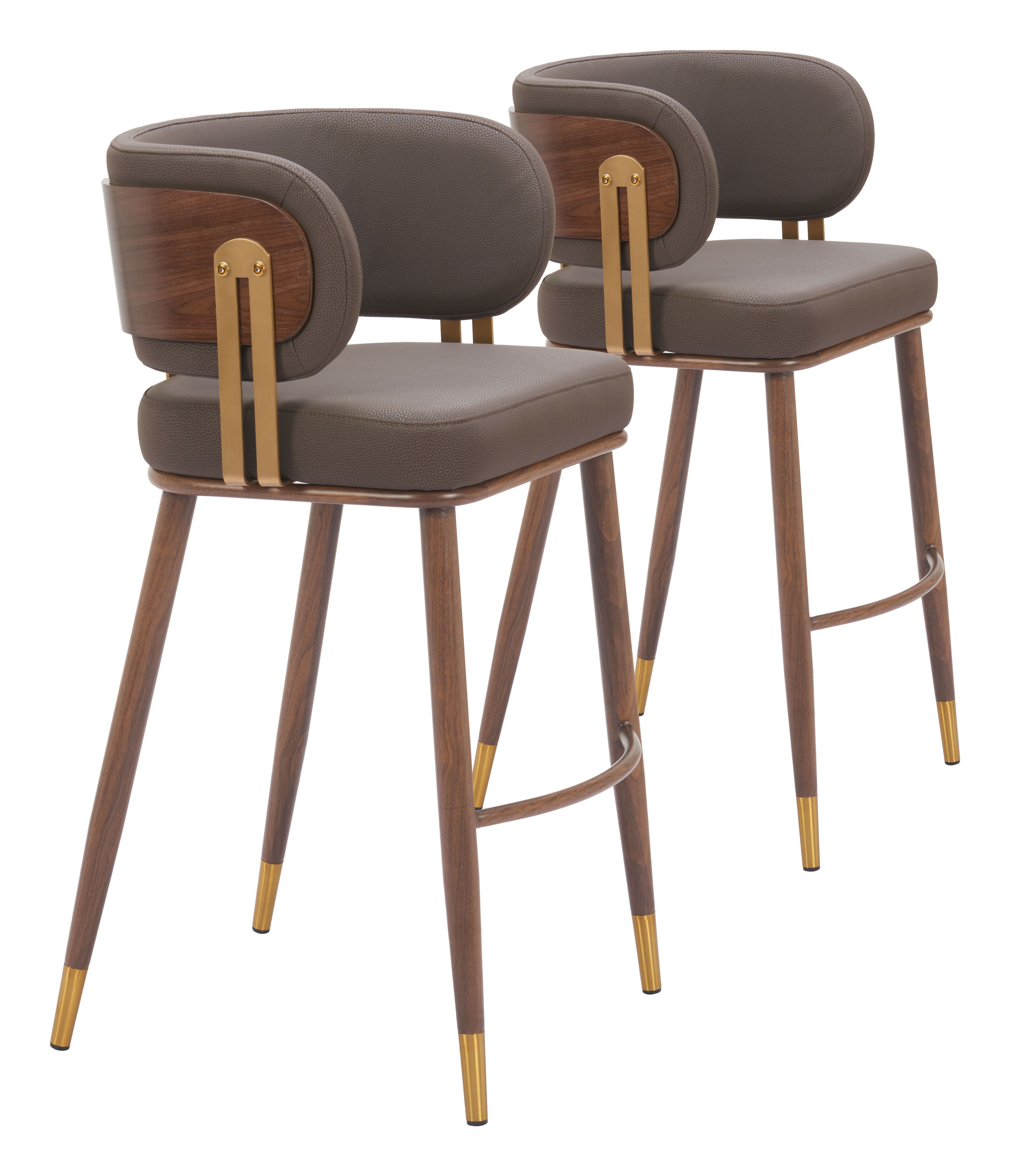 Brew - Barstool (Set of 2) - Brown - Premium Stool Sets from Zuo Modern - Just $2350! Shop now at brett interiors