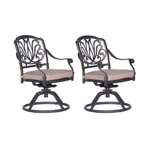 Patio Outdoor Aluminum Dining Swivel Rocker Chairs With Cushion (Set of 2) - Premium Chair Sets from Gather Craft - Just $763! Shop now at brett interiors