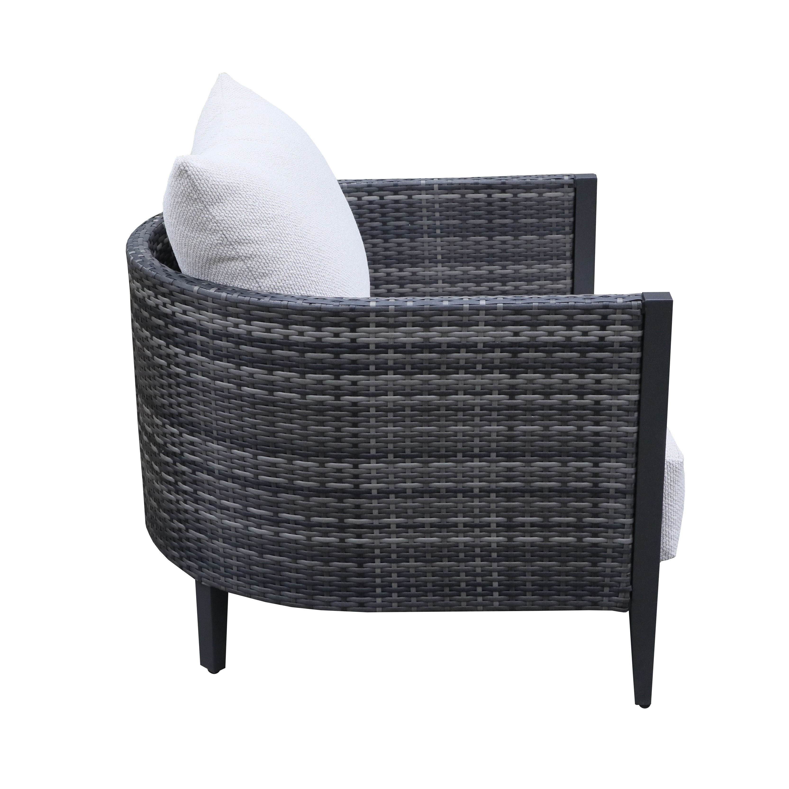 Premium Outdoor Wicker Gabardine Club Chair With Cushion (Set of 2) - White / Dark Gray - Premium Chair Sets from Gather Craft - Just $1483! Shop now at brett interiors