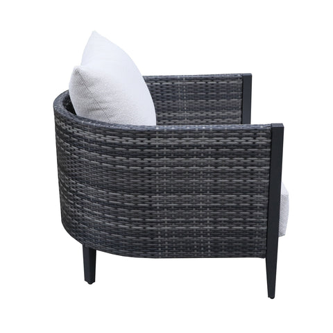 Premium Outdoor Wicker Gabardine Club Chair With Cushion (Set of 2) - White / Dark Gray - Premium Chair Sets from Gather Craft - Just $1483! Shop now at brett interiors