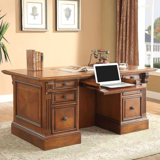 Huntington - Double Pedestal Executive Desk - Antique Vintage Pecan - Premium Executive Desks from Parker House - Just $2122.50! Shop now at brett interiors