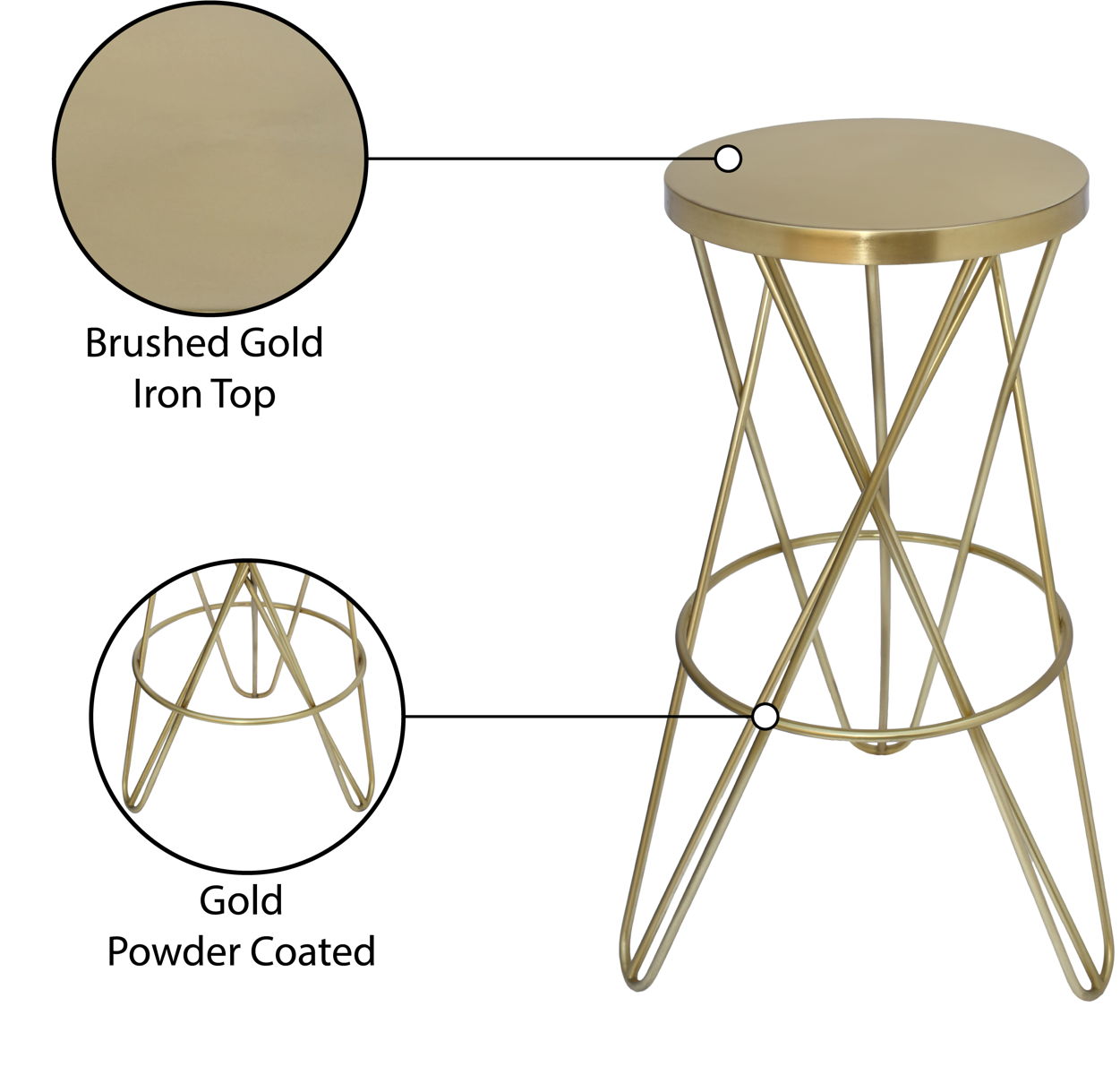 Mercury - Iron Bar Stool - Premium Bar Height (28"-30") from Meridian Furniture - Just $350! Shop now at brett interiors