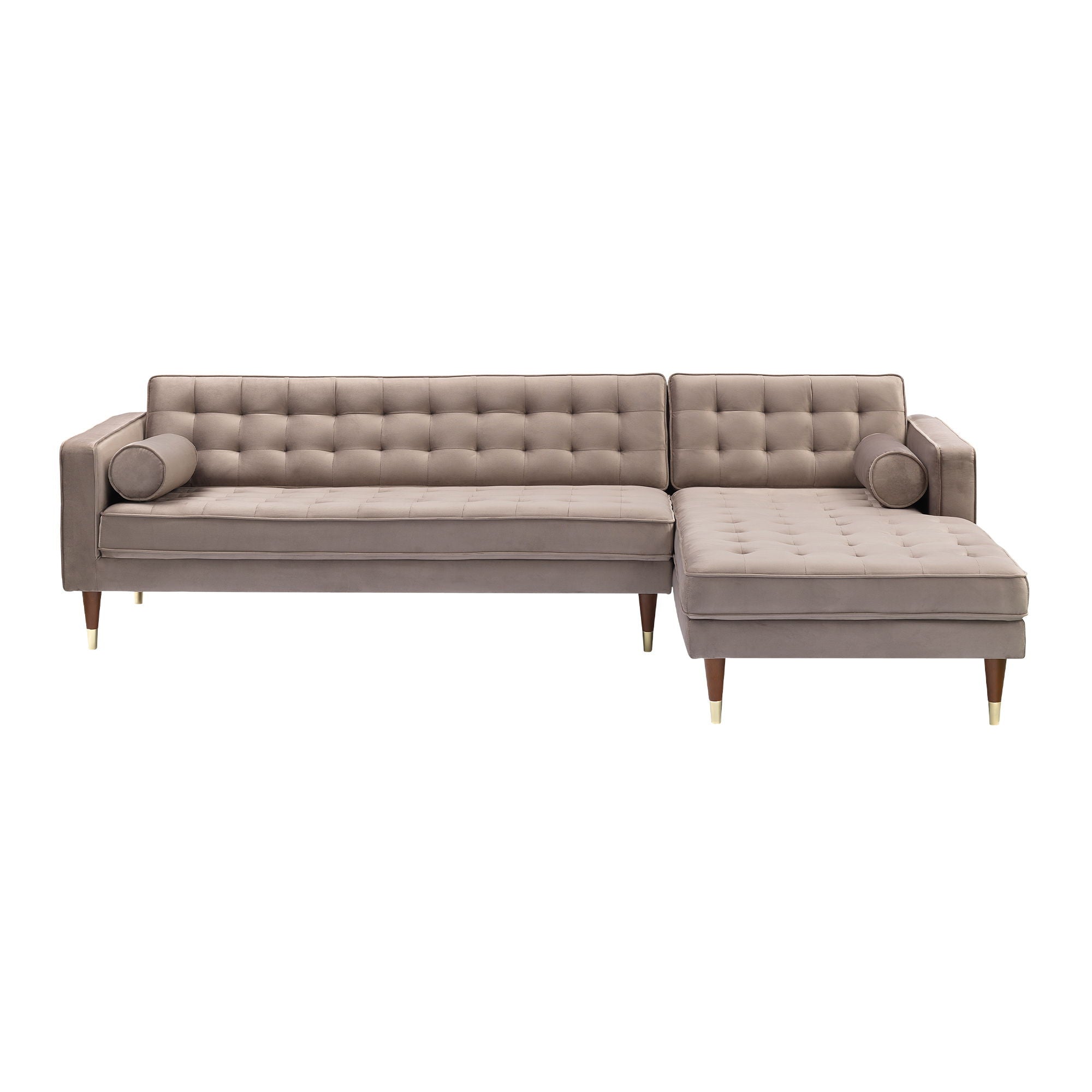 Somerset - Velvet Mid Century - Modern Right Sectional Sofa - Premium Stationary Sectionals from Armen Living - Just $2360! Shop now at brett interiors