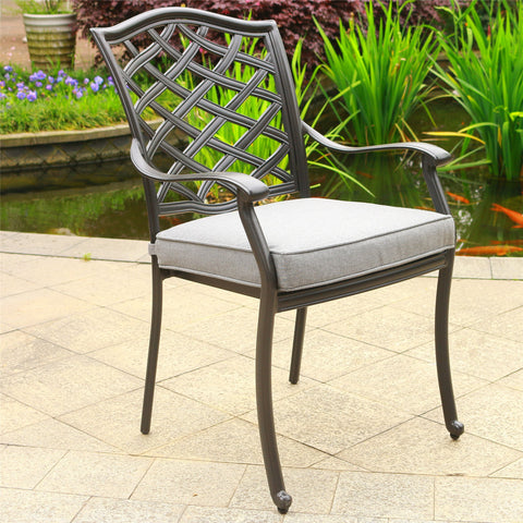 Outdoor Patio Aluminum Dining Arm Chair With Cushion (Set of 2) - Cast Slate - Premium Chair Sets from Gather Craft - Just $761! Shop now at brett interiors