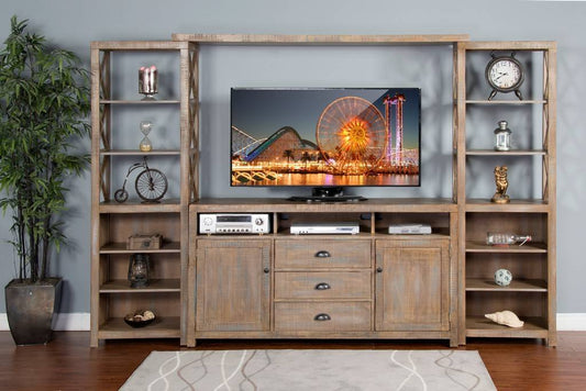 Durango - (S4) Entertainment Wall (66,B,2Xp) - Light Brown - Premium Entertainment Centers from Sunny Designs - Just $2195! Shop now at brett interiors