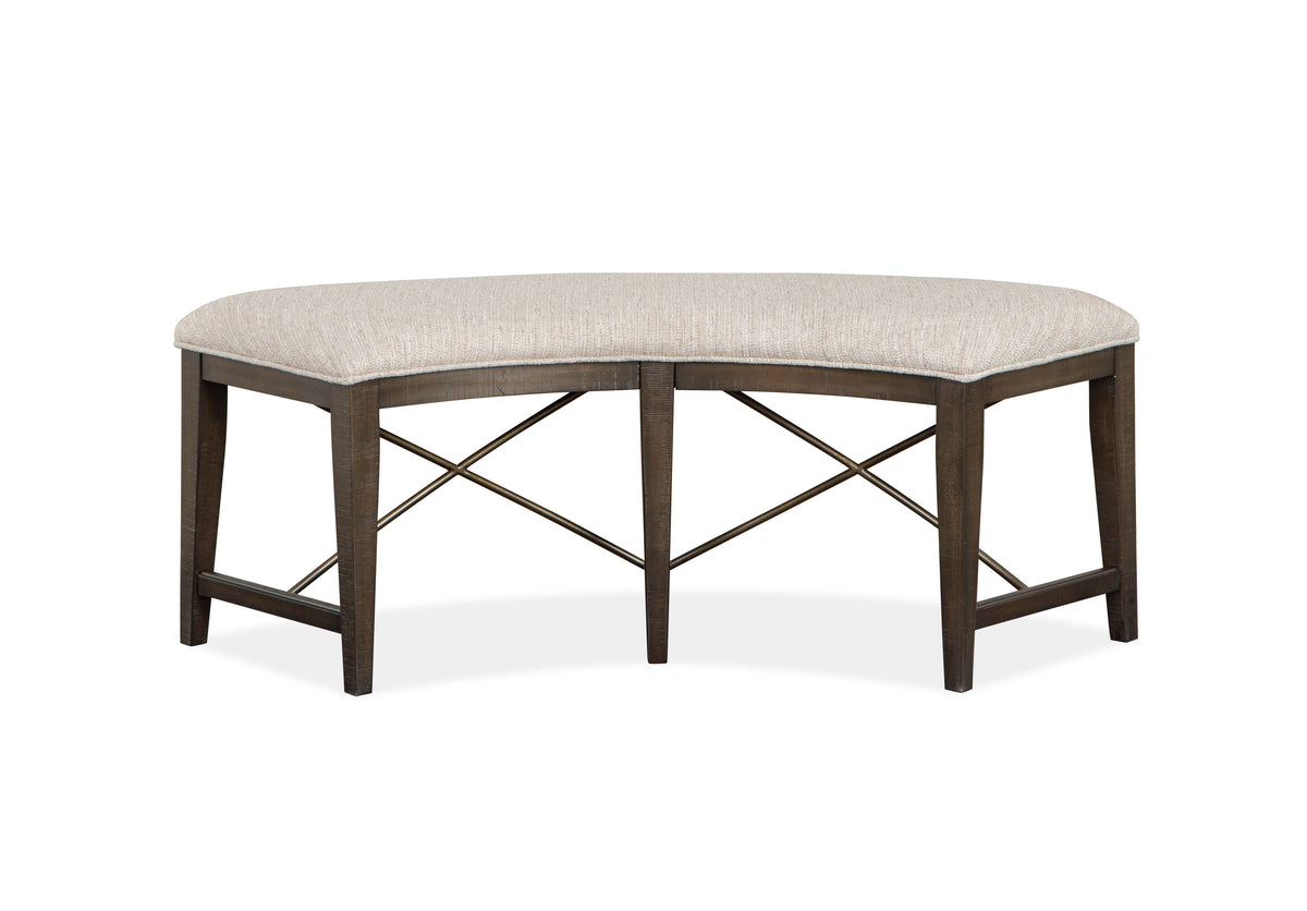 Westley Falls - Curved Bench With Upholstered Seat - Graphite - Premium Upholstered Benches from Magnussen Furniture - Just $455! Shop now at brett interiors