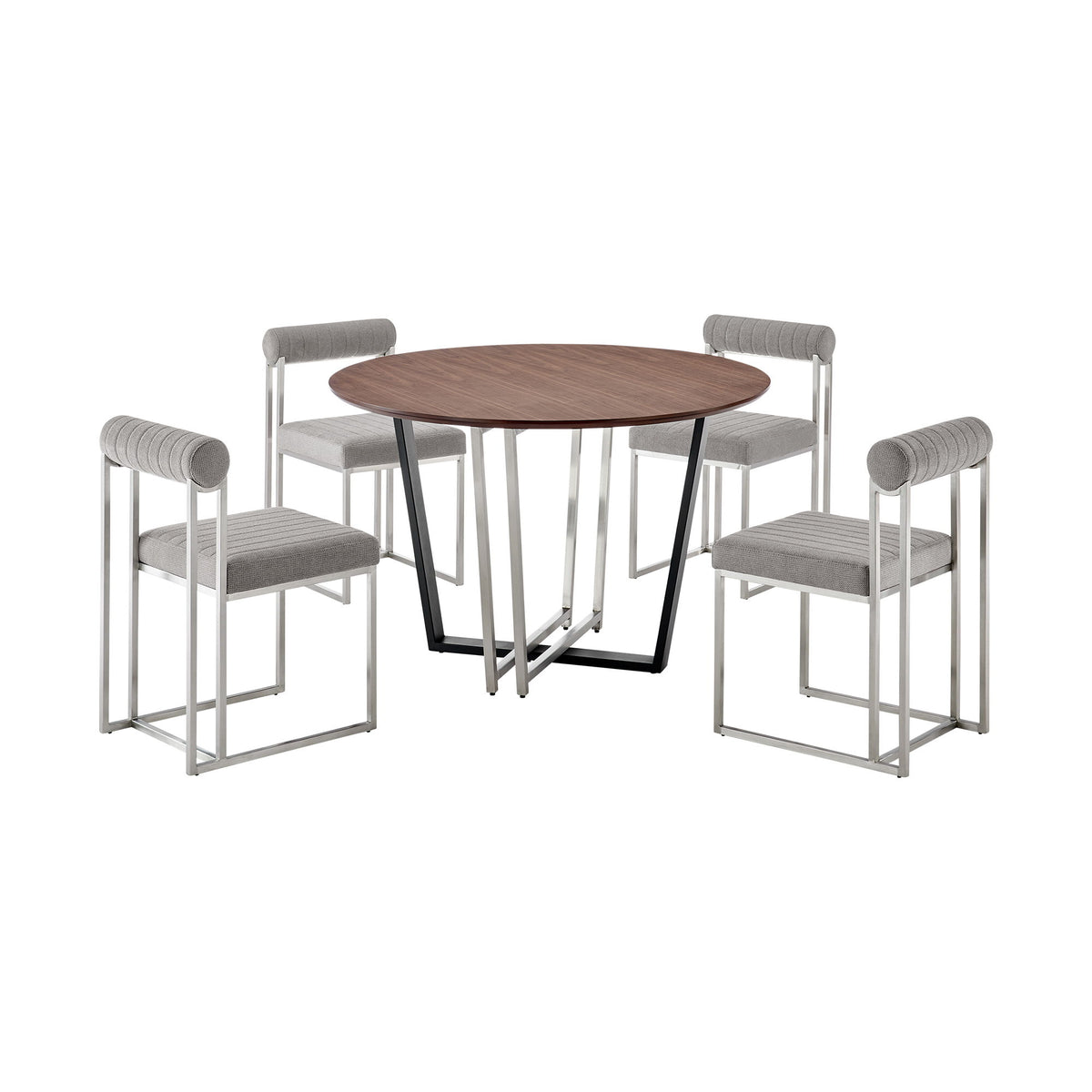 Joana Anastasia - Round Walnut Dining Table Set - Premium 5 Piece Dining Room Sets from Armen Living - Just $2805! Shop now at brett interiors