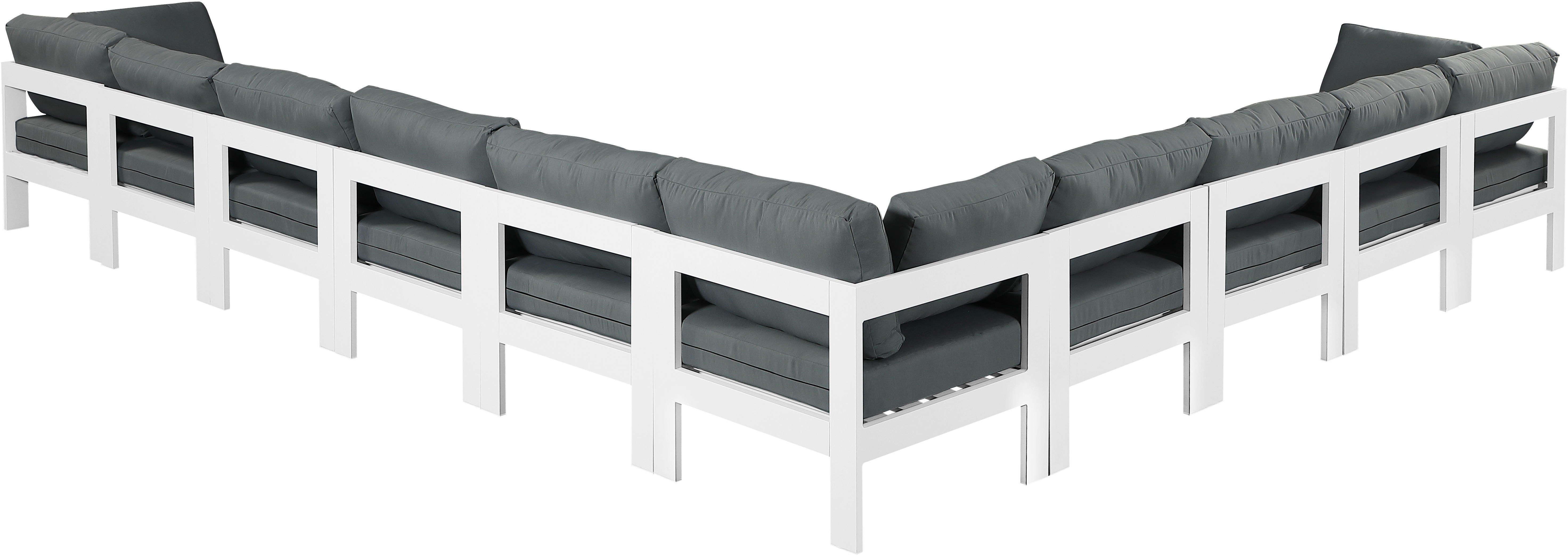 Nizuc - Outdoor Patio Modular Sectional - Grey - Modern & Contemporary - Premium Stationary Sectionals from Meridian Furniture - Just $8925! Shop now at brett interiors