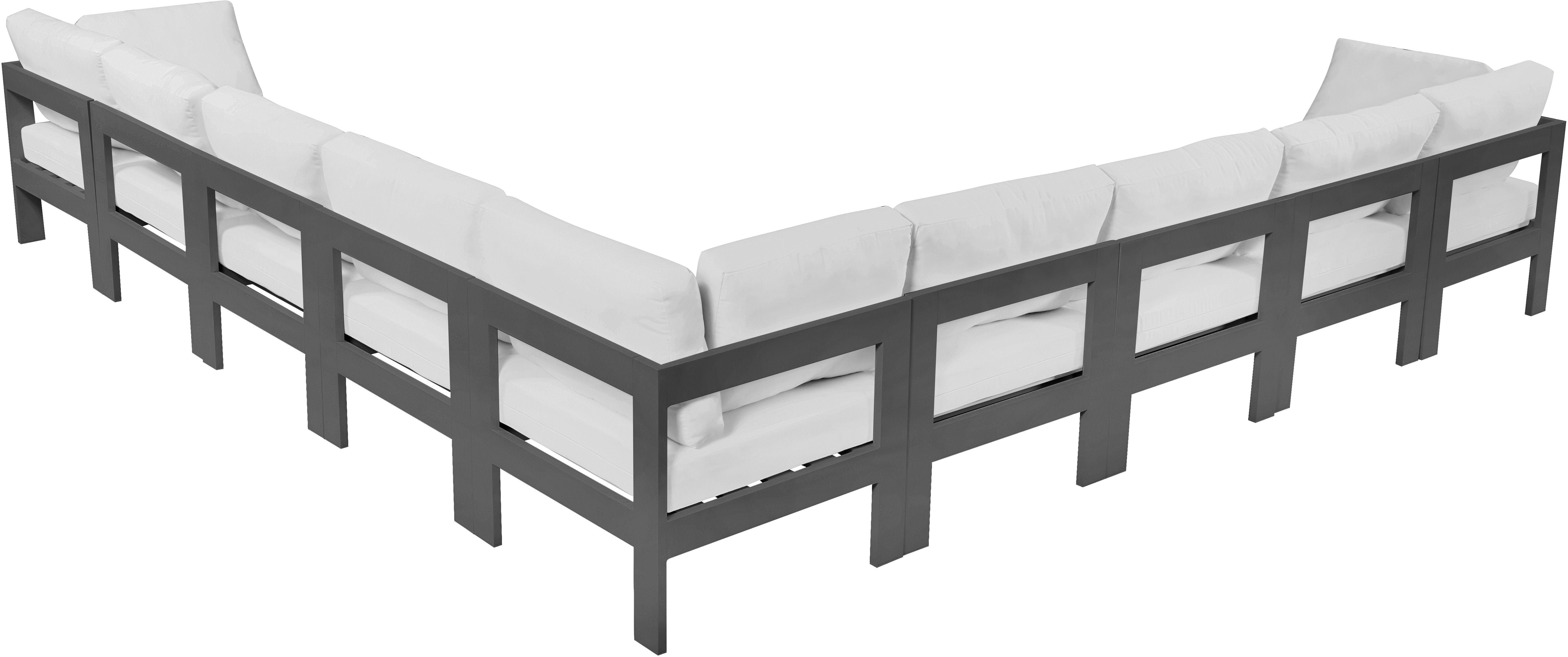 Nizuc - Outdoor Patio Modular Sectional 9 Piece - White - Modern & Contemporary - Premium Stationary Sectionals from Meridian Furniture - Just $8062.50! Shop now at brett interiors