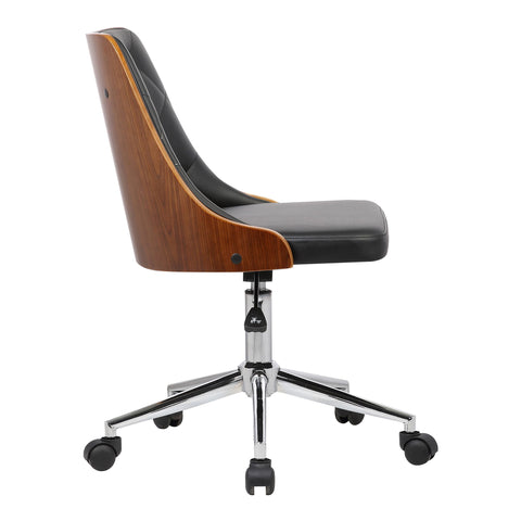 Diamond - Mid-Century Office Chair Veneer Back - Chrome / Black - Premium Desk Chairs from Armen Living - Just $277.50! Shop now at brett interiors