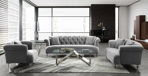 Elegance - Contemporary Sofa Chair Velvet With Acrylic Legs - Gray - Premium Arm Chairs from Armen Living - Just $1072.50! Shop now at brett interiors