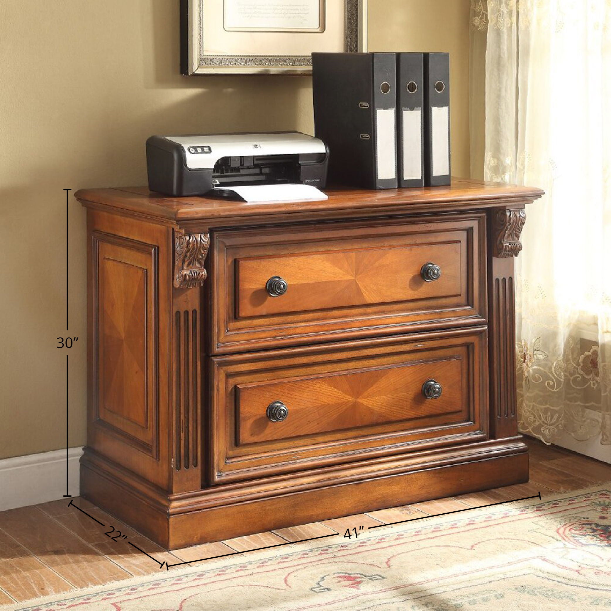 Huntington - 2 Drawer Lateral File - Antique Vintage Pecan - Premium Filing Cabinets from Parker House - Just $900! Shop now at brett interiors