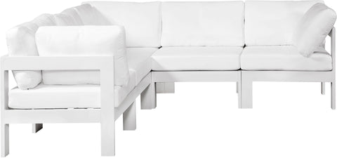 Nizuc - Outdoor Patio Modular Sectional 5 Piece - White - Metal - Premium Stationary Sectionals from Meridian Furniture - Just $4612.50! Shop now at brett interiors