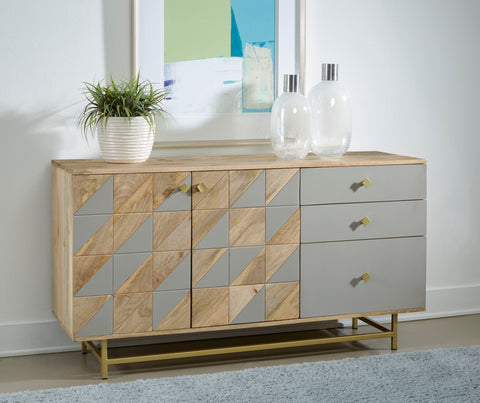 Cyrus - Two Door Three Drawer Credenza - Diversion Natural / Cement - Premium Credenzas from Coast2Coast Home - Just $3300! Shop now at brett interiors