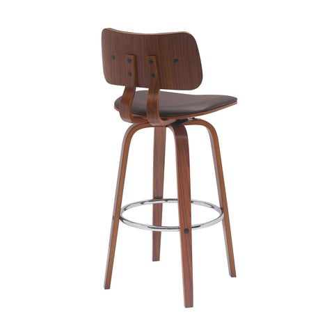 Pico - Swivel Walnut Wood Faux Leather Stool - Premium Counter Height (24"-27") from Armen Living - Just $205! Shop now at brett interiors