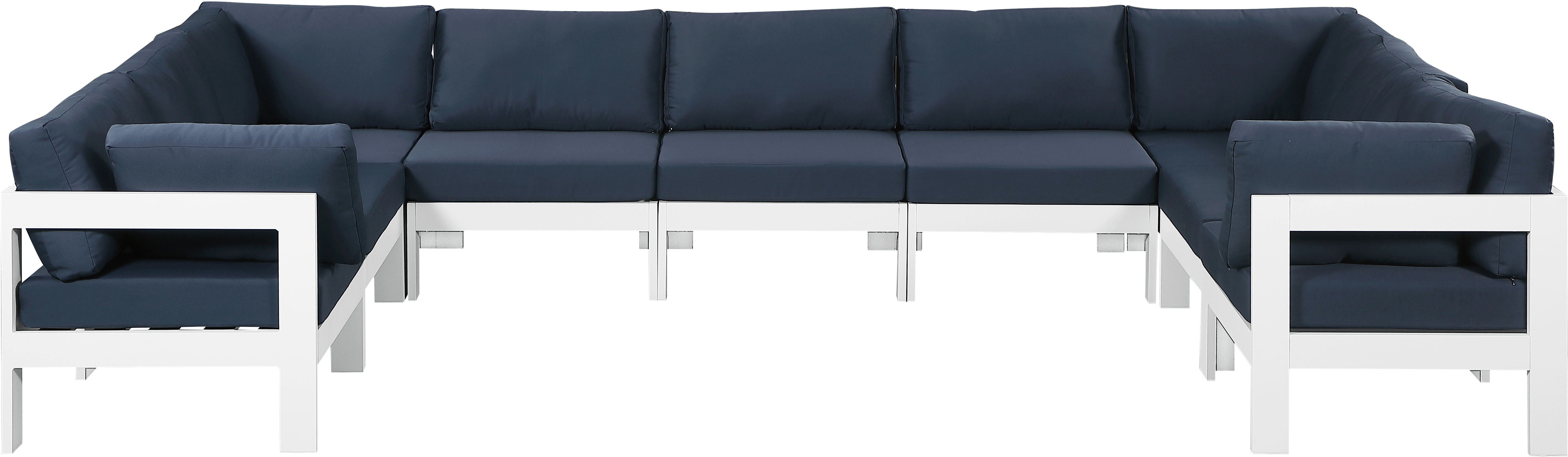 Nizuc - Outdoor Patio Modular Sectional - Navy - Modern & Contemporary - Premium Stationary Sectionals from Meridian Furniture - Just $8162.50! Shop now at brett interiors