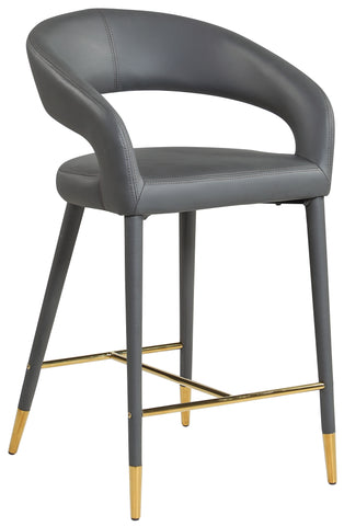 Destiny - Stool - Gray - Faux Leather - Premium Adjustable Height from Meridian Furniture - Just $525! Shop now at brett interiors