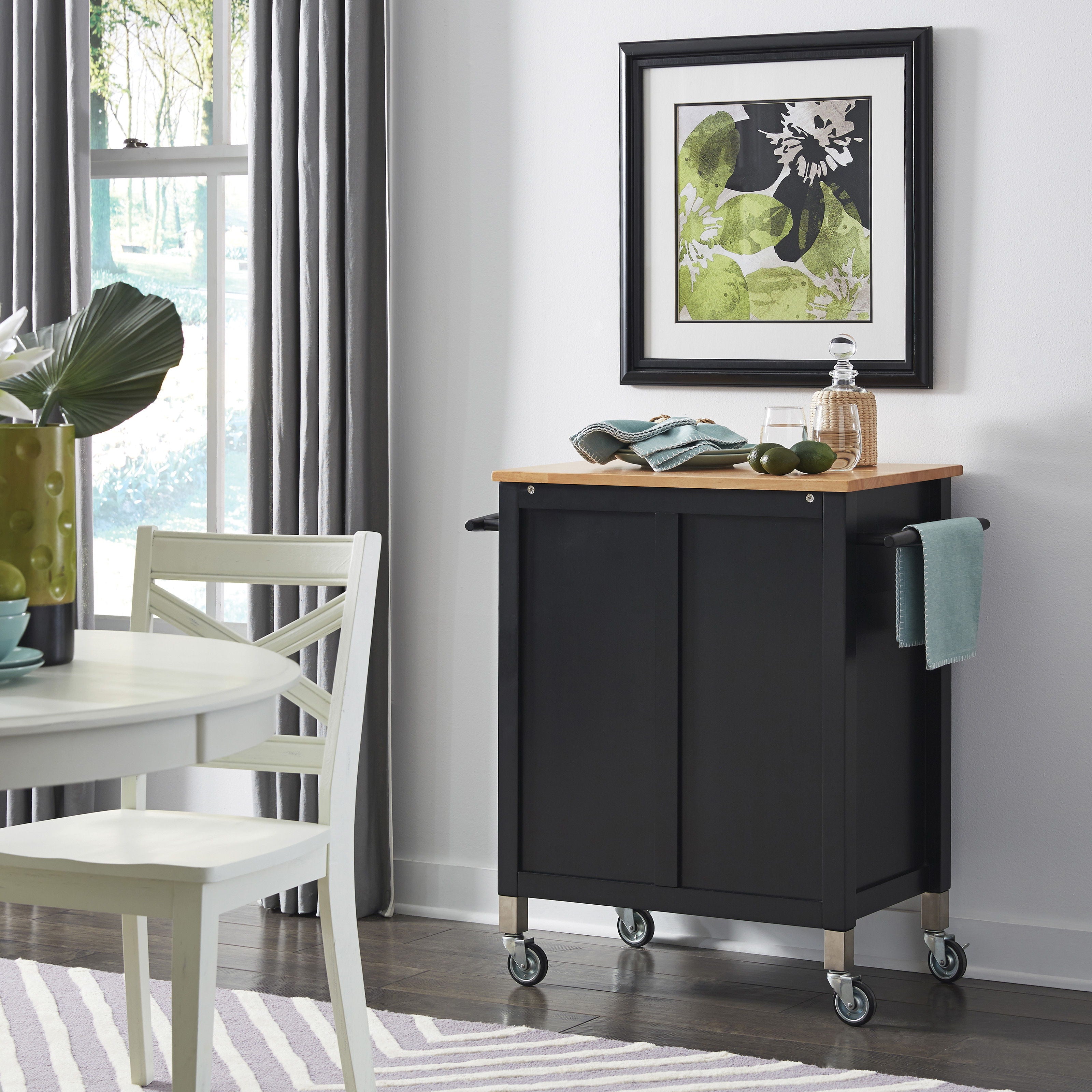 Blanche - Kitchen Cart With Solid Wood Top - Black - 36" - Premium Islands & Carts from Homestyles - Just $624.98! Shop now at brett interiors