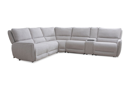 Stellar - 6 Piece Modular Power Reclining Sectional with Power Headrests and Entertainment Console - Bloke Cotton - Premium Reclining Sectionals from Parker Living - Just $3497.50! Shop now at brett interiors